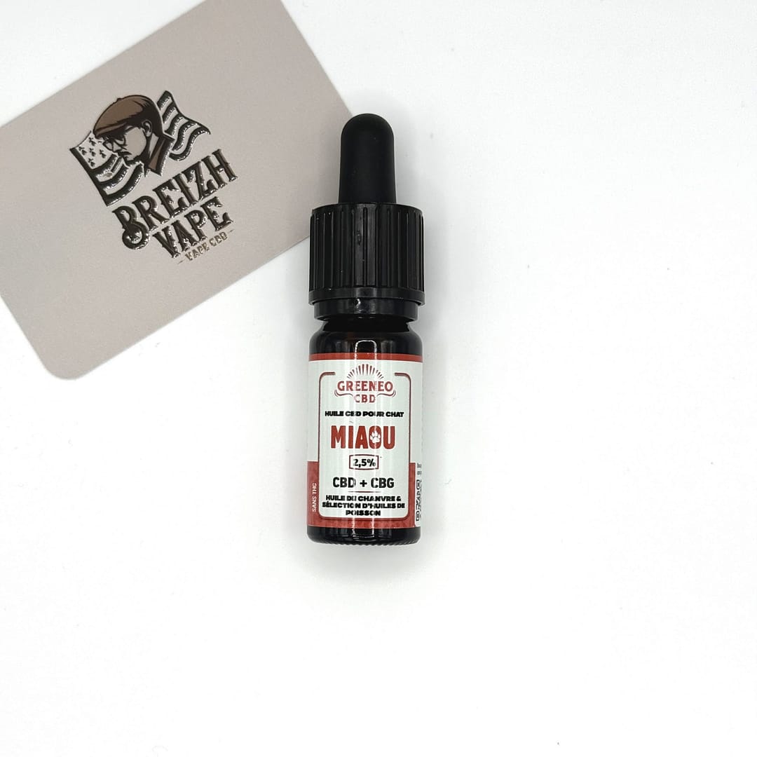 Huile de CBD pour chat Miaou CBD + CBG 250mg - 10ML - Greeneo